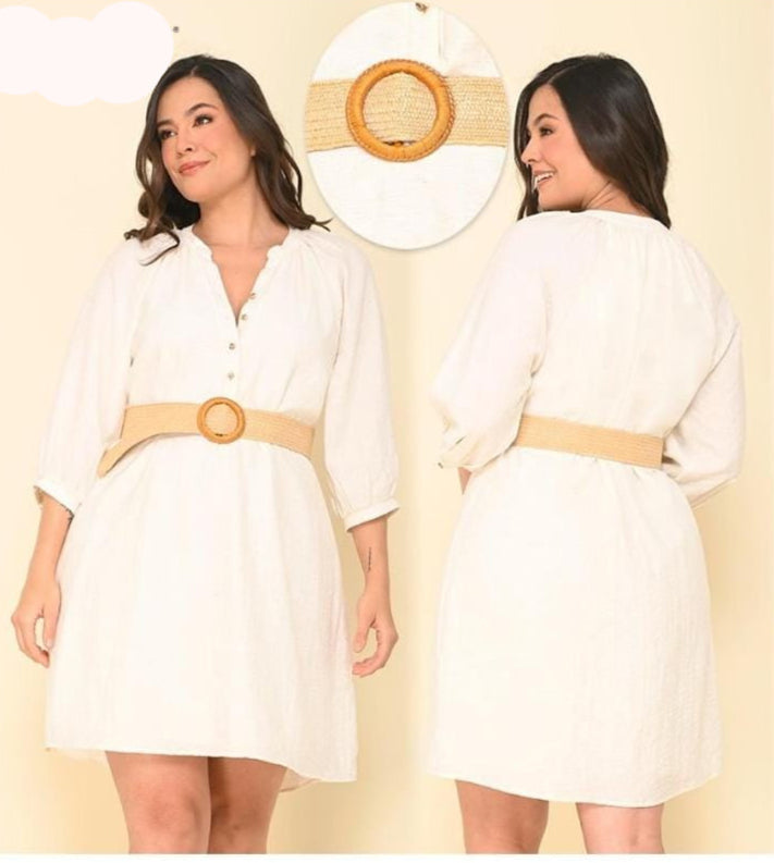 VESTIDO CUELLO Y PERILLA TALLA PLUS (1142378)