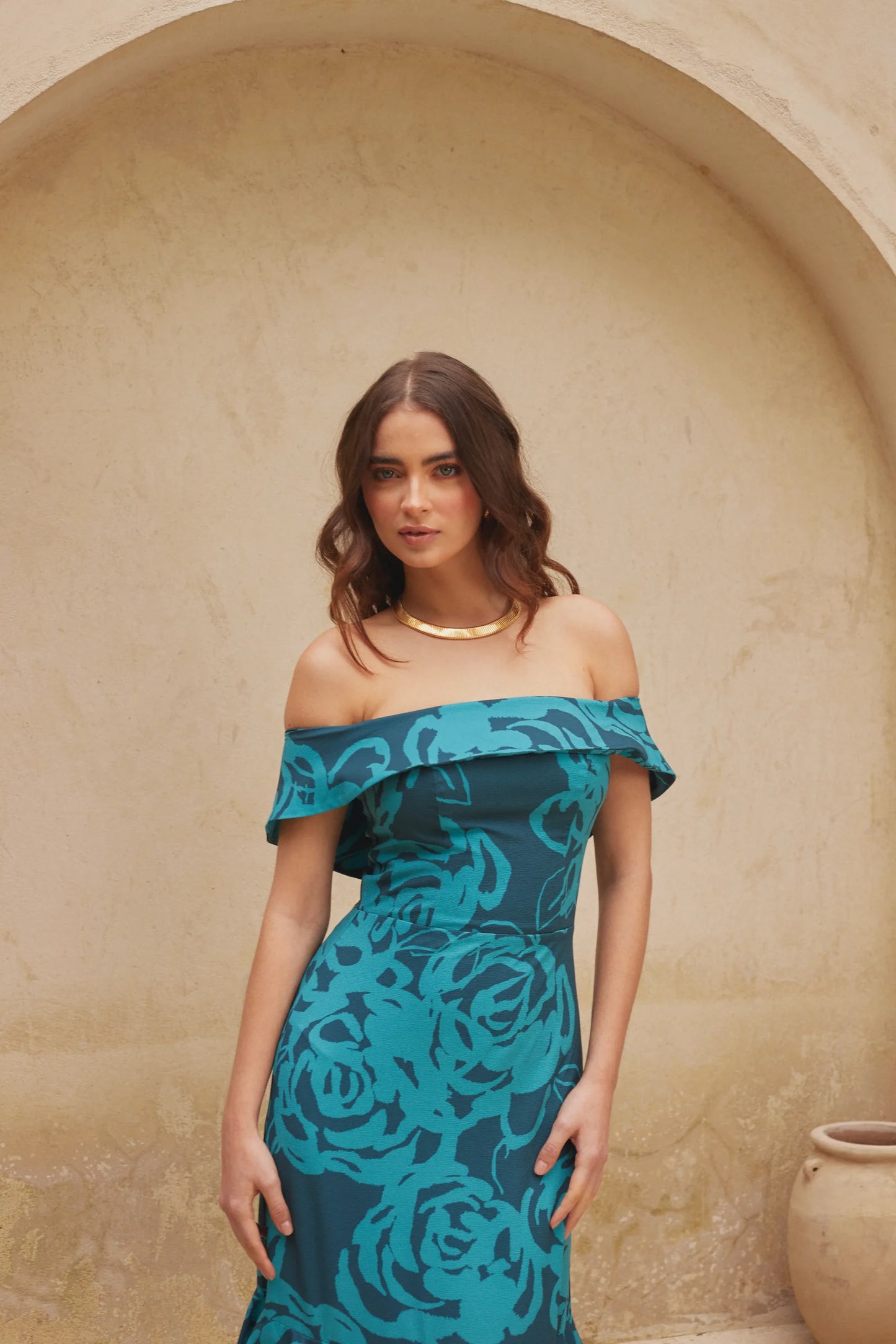 VESTIDO LARGO ESTAMPADO AZUL