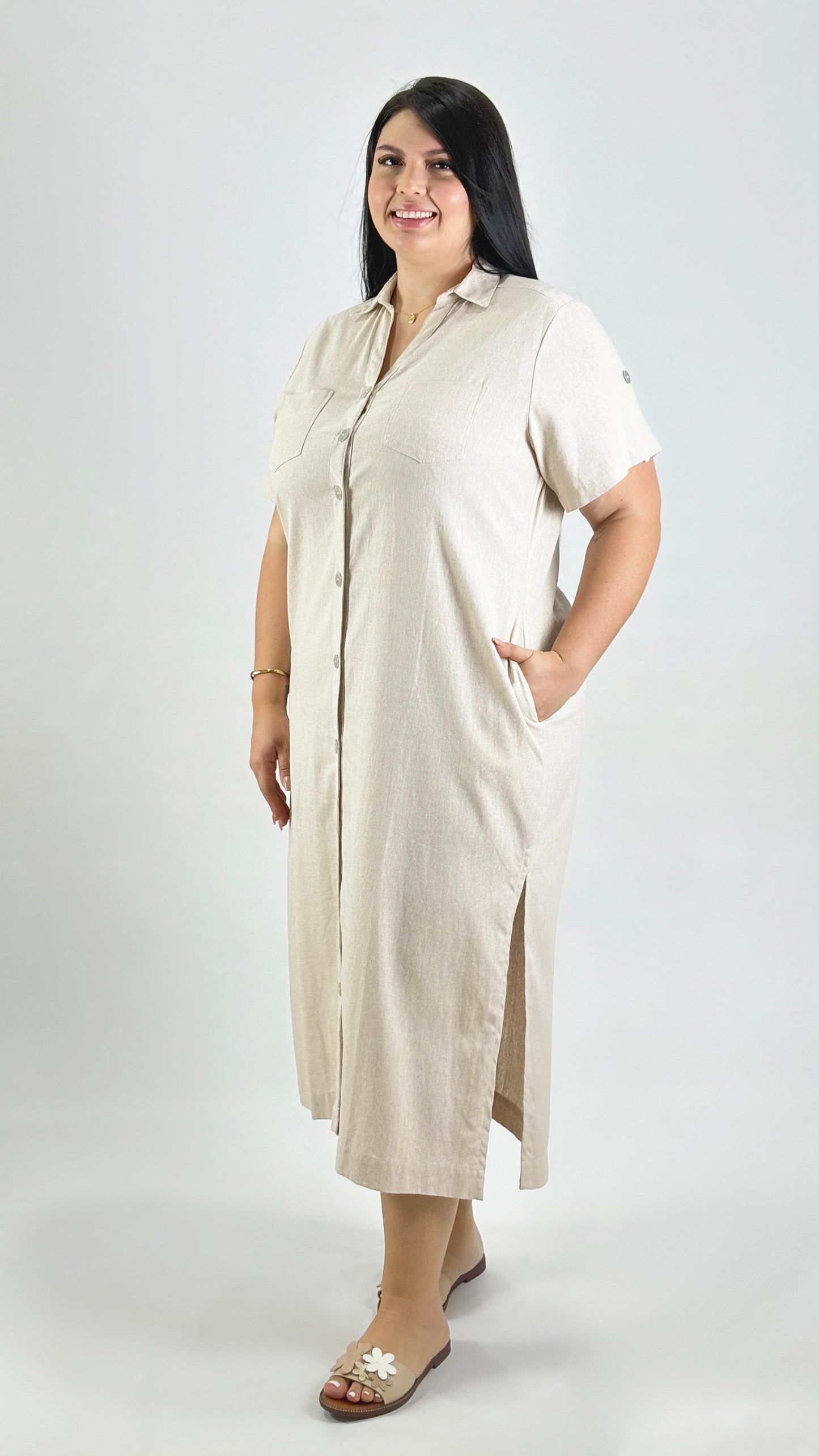 VESTIDO CAMISERO LINO (50592)